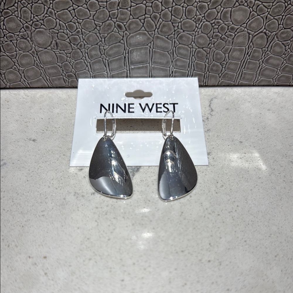 Nine West Shiny Silver Teardrop Earrings
